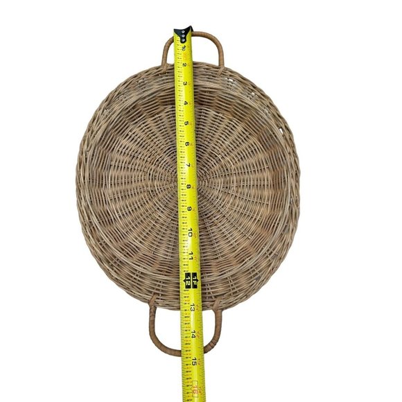 Vintage Set Of 3 Cavalier Nasco Aluminum Plates With 3 Rattan Wicker Holders - Picture 11 of 12